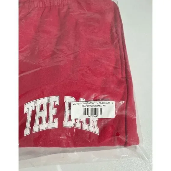 The Bar Varsity Ruby and White Sweatpants